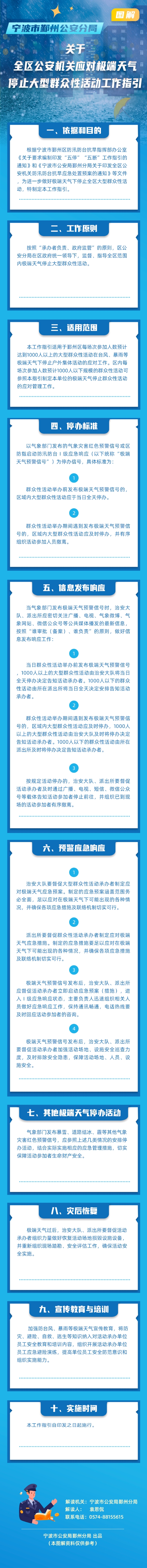 图解宁波市公安局鄞州分局关于《全区公安机关应对极端天气停止大型群众性活动工作指引》.jpg